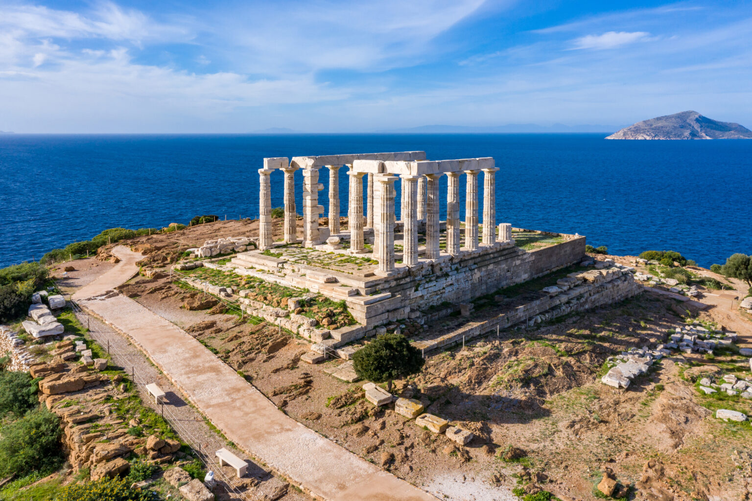 Temple of Poseidon at Cape Sounion in Greece