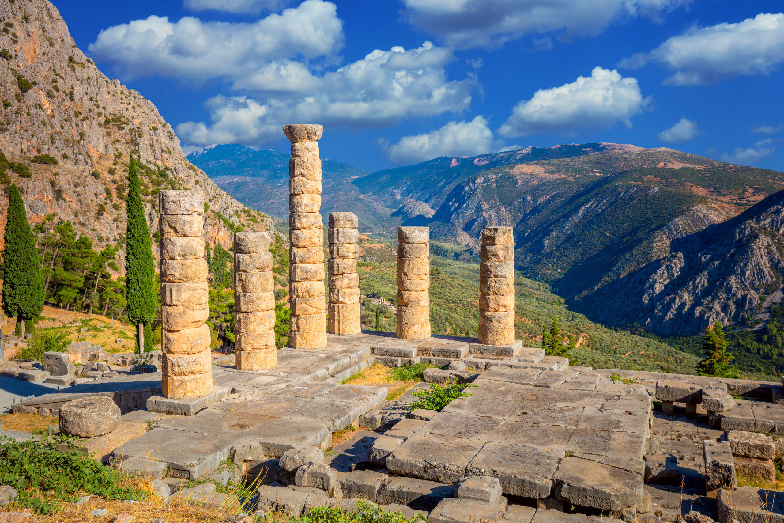 The Temple of Apollo at Delphi in Greece