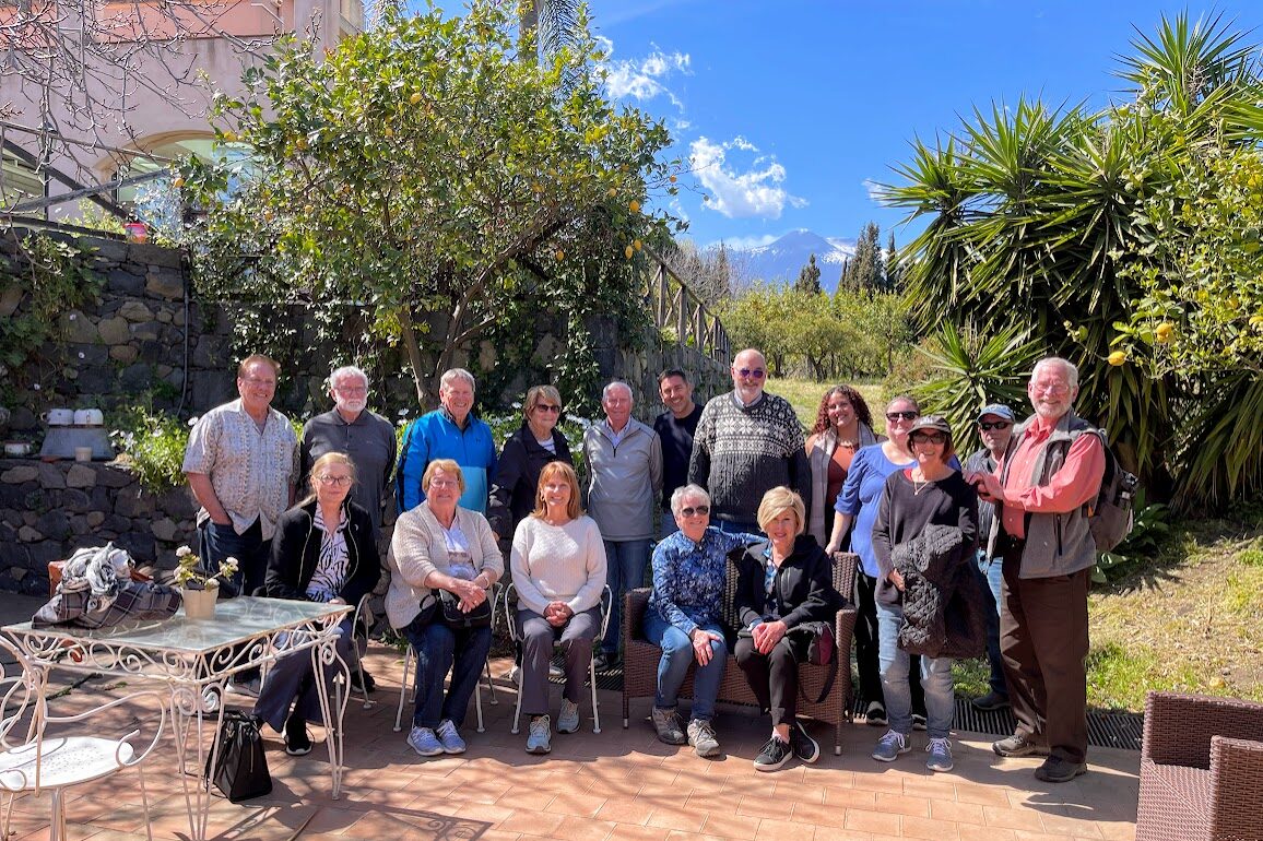 sicily lemon farm lunch group photo