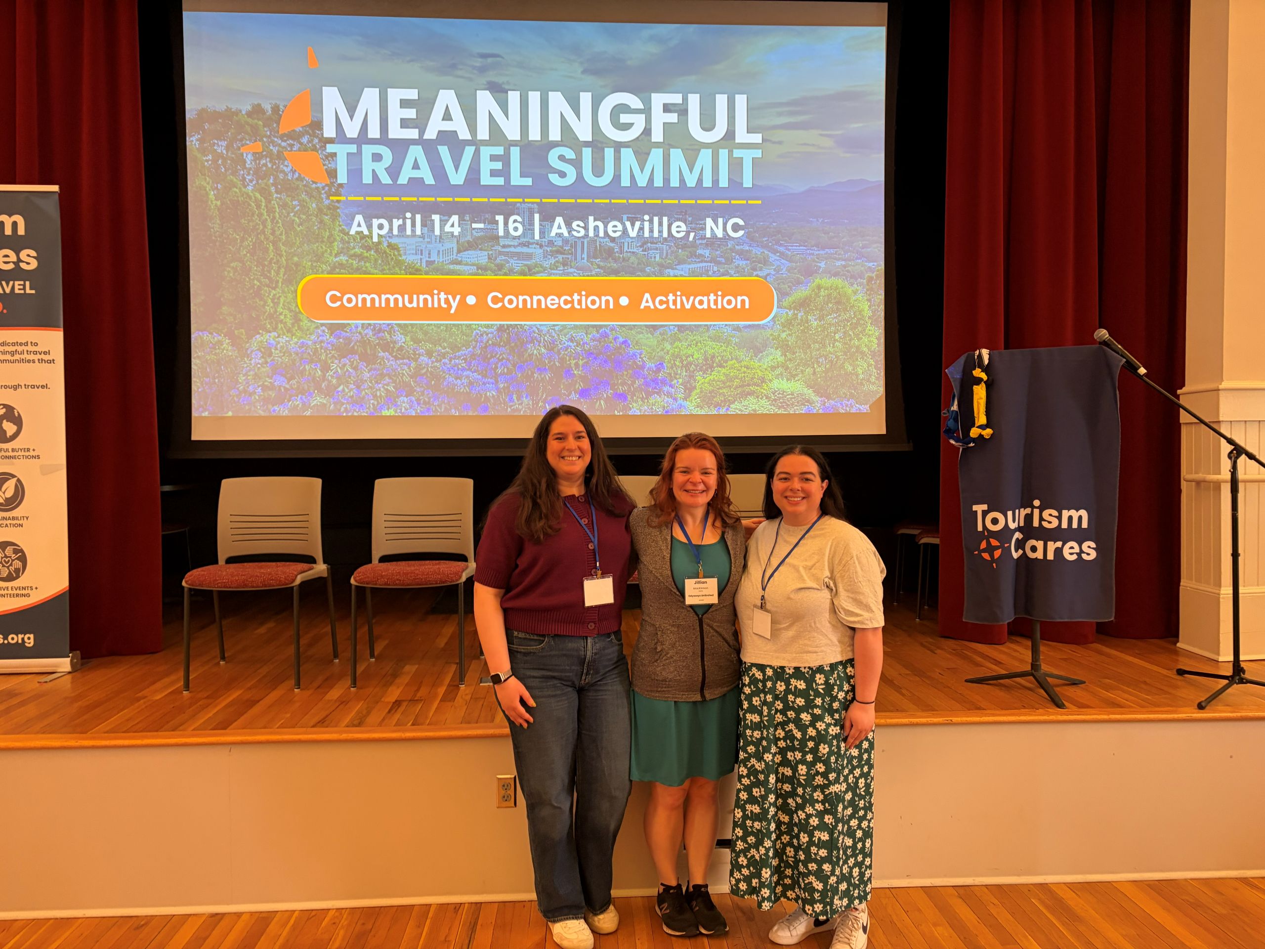 Odysseys employees Hayley, Jillian, and Angelina at April’s Tourism Cares summit